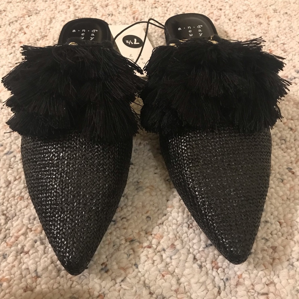 BLACK TASSLE MULES!